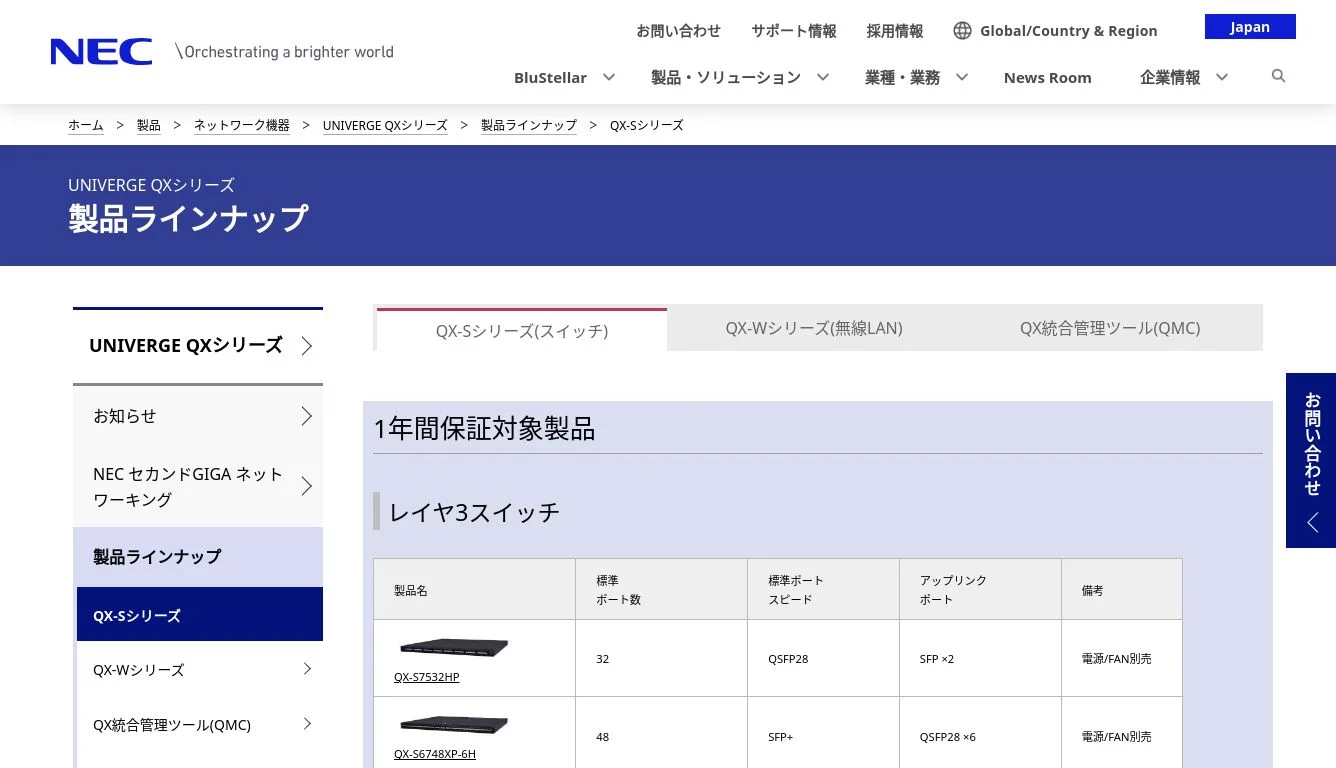 製品ラインナップ: UNIVERGE QXシリーズ | NEC 製品ラインナップ: UNIVERGE QXシリーズ | NEC