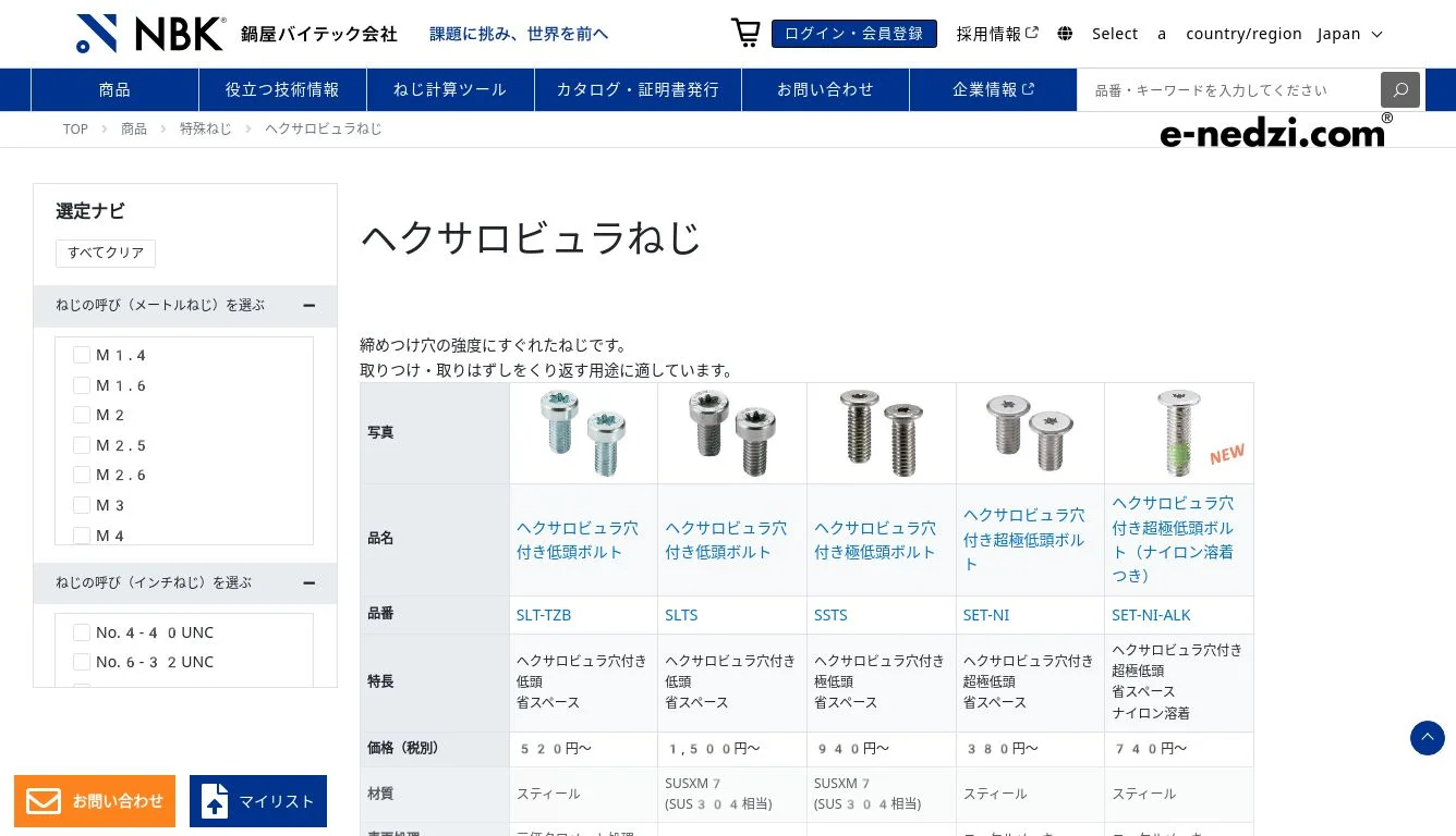 トルクスネジ」の商品一覧・技術情報一覧 | NBK【鍋屋バイテック